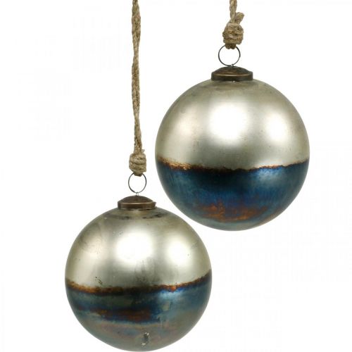 Floristik24 Weihnachtskugeln zweifarbig Glaskugel Ø12cm Blau, Metallic 2St