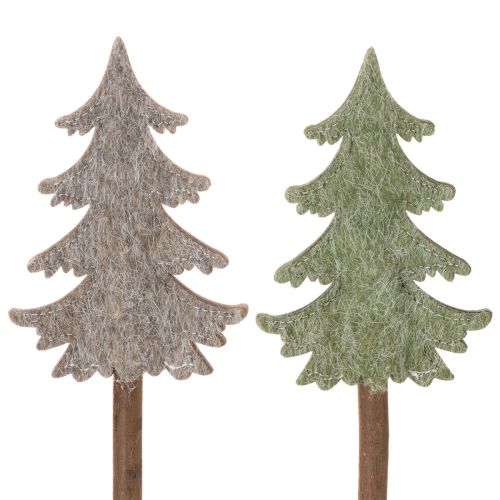Deko-Tannenbaum auf Holzstab 45cm 6er-Set grün-grau