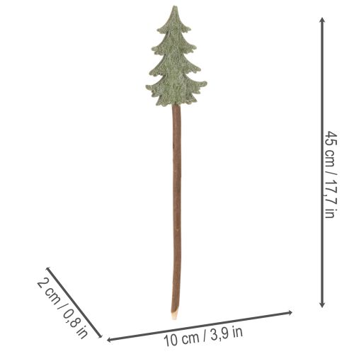 Deko-Tannenbaum auf Holzstab 45cm 6er-Set grün-grau | Floristik24.at