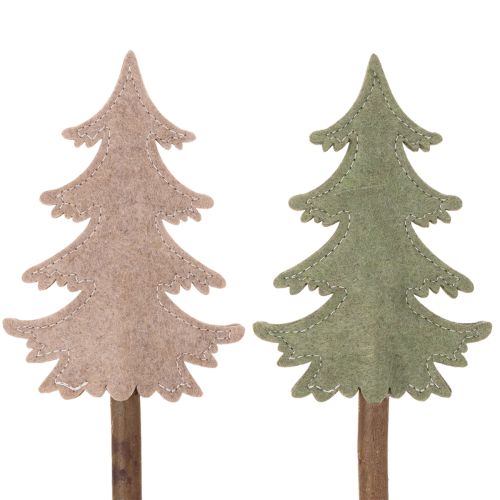 Deko-Tannenbaum auf Holzstab 45cm 6er-Set grün-grau | Floristik24.at