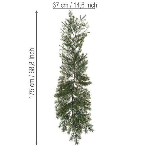 Deko-Tannenzweig künstlich 175 cm Grün aus Kunststoff für Innenbereich | Floristik24.at