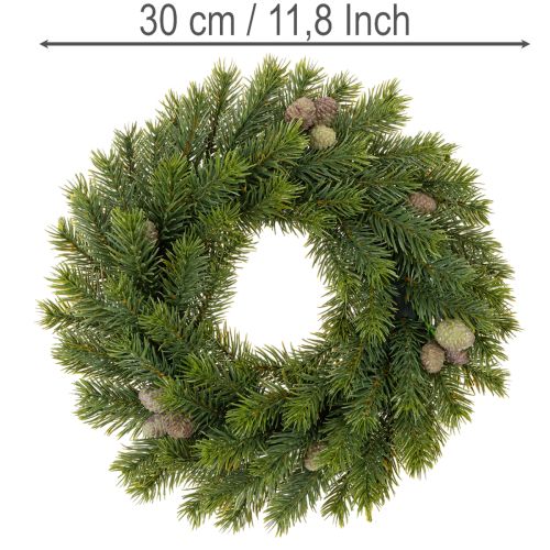 Künstlicher Tannenkranz mit Zapfen Ø 30 cm aus Kunststoff für Tür- und Tischdeko | Floristik24.at