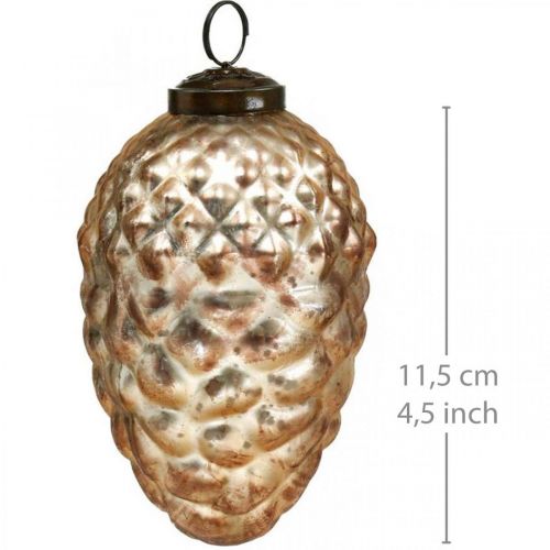 Floristik24 Tannenzapfen-Anhänger, Christbaumschmuck, Herbstdeko Echtglas, Antik-Optik Ø7cm H11,5cm 6St