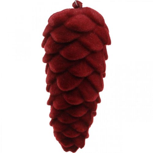 Floristik24 Herbstzapfen Dekohänger, Adventsschmuck, Tannenzapfen beflockt Rot H13cm Ø6cm 6S