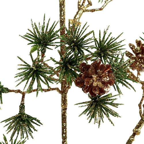 Floristik24 Tannenzweig Grün, Gold Glitter 46cm