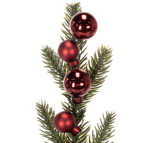 Künstlicher Tannenzweig mit roten Weihnachtskugeln 48cm 2er-Set | Floristik24.at