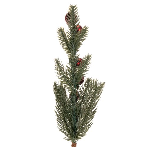 Künstlicher Tannenzweig mit roten Weihnachtskugeln 48cm 2er-Set | Floristik24.at