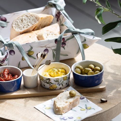 Floristik24 Tapas Set Bambus Keramik Zitronen und Oliven 40cm