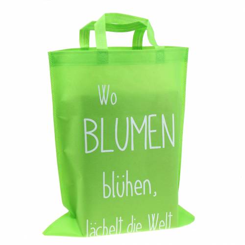 Floristik24 Tragetasche Grün "Wo Blumen blühen..." 38cm x 46cm 24St
