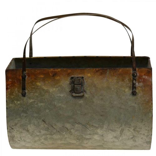 Floristik24 Pflanzgefäß Metall Tasche zum Bepflanzen 26×12,5×27cm