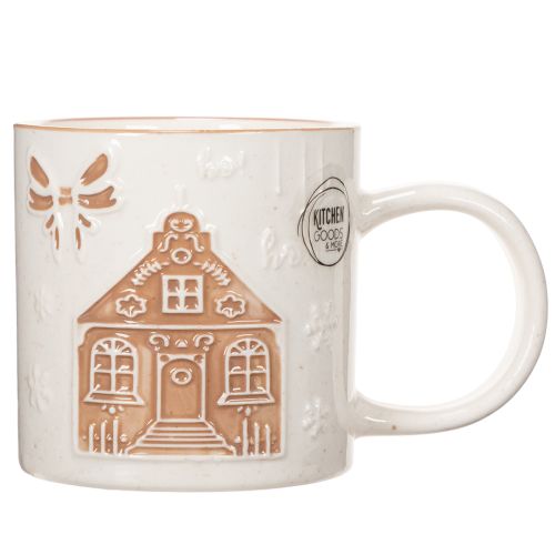 Keramiktasse mit Hausmotiv und
