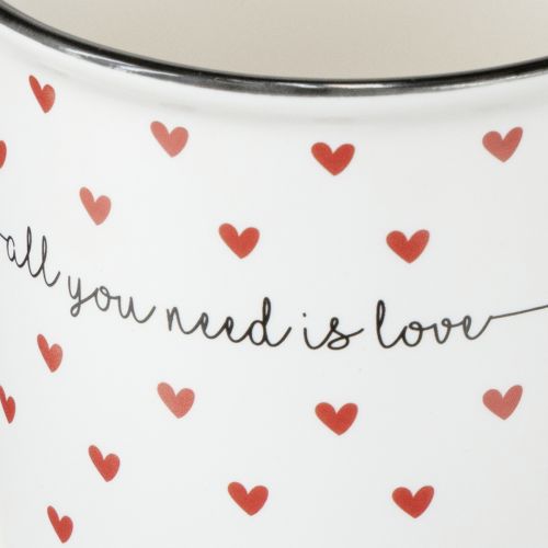 Artikel Tasse mit Herzen Keramiktasse Weiß Rot Ø9cm H9cm