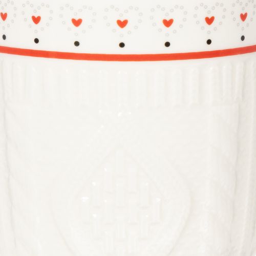Kaffeetassen aus Keramik mit rotem Henkel und Herzmotiv 9cm 2er-Set weiß/rot | Floristik24.at