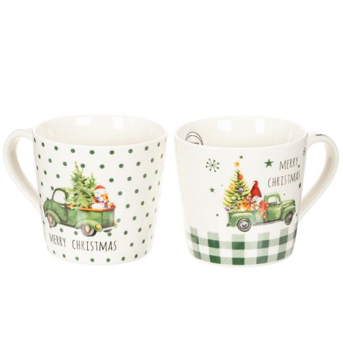 Kaffeetassen-Set Keramik Merry Christmas Weihnachtsauto 10 cm, 2 Stück