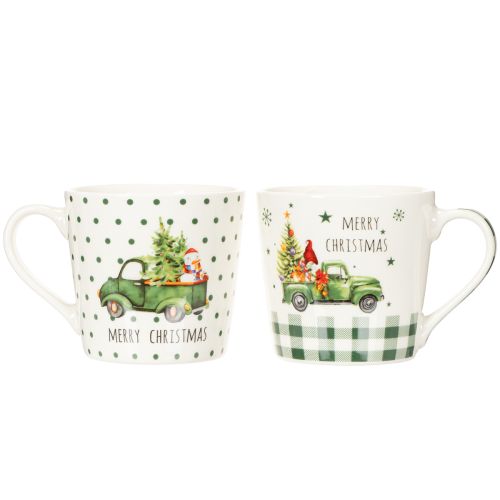 Kaffeetassen-Set Keramik Merry Christmas Weihnachtsauto 10 cm, 2 Stück | Floristik24.at