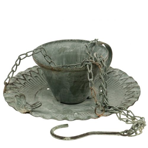 Floristik24 Garten Deko Tasse zum Aufhängen Metall Vintage Look  Ø21cm