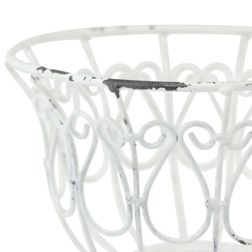 Artikel Übertopf Metall Deko Tasse Weiß Shabby Chic Ø15cm H11cm