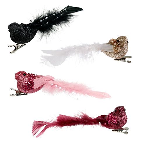 Floristik24 Taube am Clip farbig sort. 15cm 8St