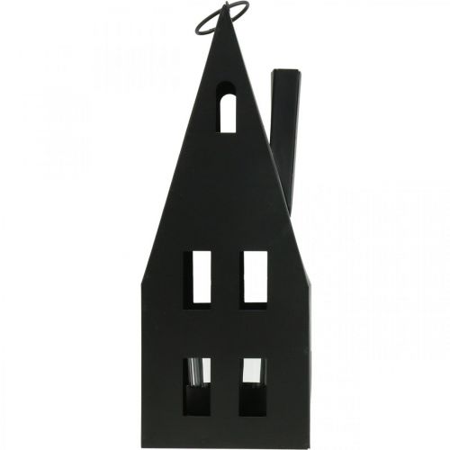Floristik24 Teelicht Häuschen, Lichthaus Metall Schwarz Ø4,4cm H24cm
