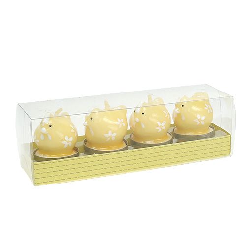 Floristik24 Teelicht Huhn 5cm Gelb 4St