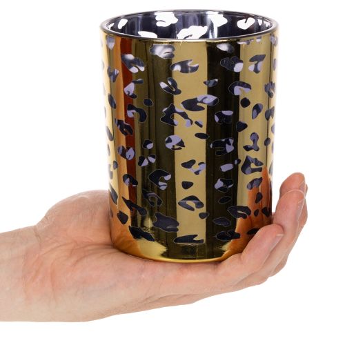 Windlicht aus Glas mit Leopardenmuster 12 cm | Floristik24.at