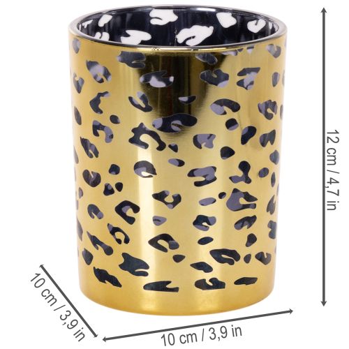 Windlicht aus Glas mit Leopardenmuster 12 cm | Floristik24.at