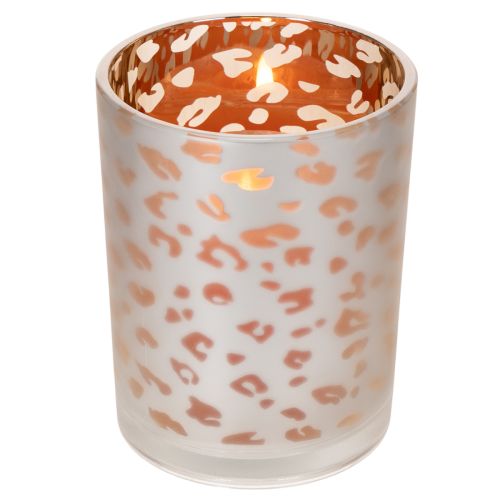 Teelichthalter Glas 12 cm mit Leopardenmuster Silber und Gold | Floristik24.at