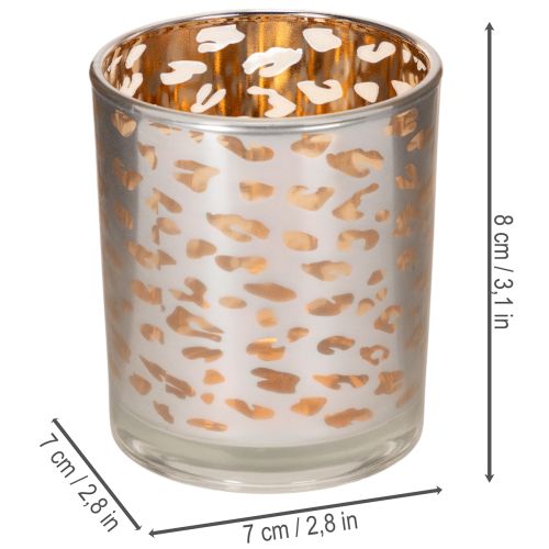 Windlicht aus Glas mit zweifarbigem Leopardenmuster, Ø 8 cm | Floristik24.at