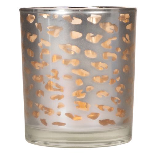 Windlicht aus Glas mit zweifarbigem Leopardenmuster, Ø 8 cm | Floristik24.at