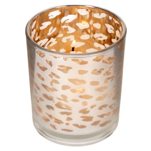 Windlicht aus Glas mit zweifarbigem Leopardenmuster, Ø 8 cm | Floristik24.at