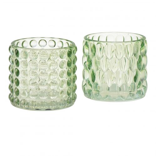 Floristik24 Teelichtglas Grün Windlicht getönt Glas Ø9,5cm H9cm 2St