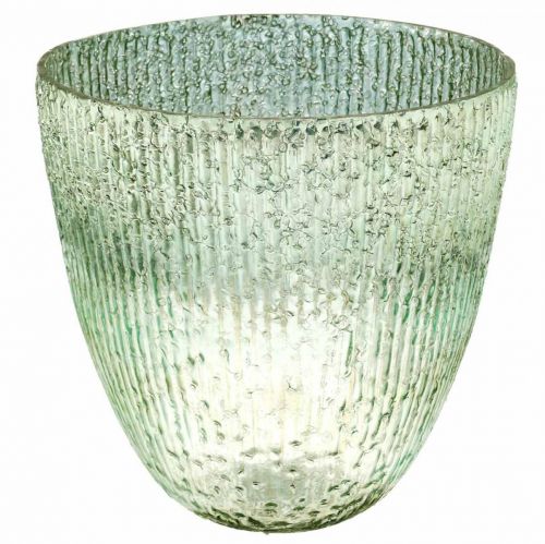 Kerzenglas Windlicht Blau Grün Tischdeko Glas Ø21cm H21,5cm