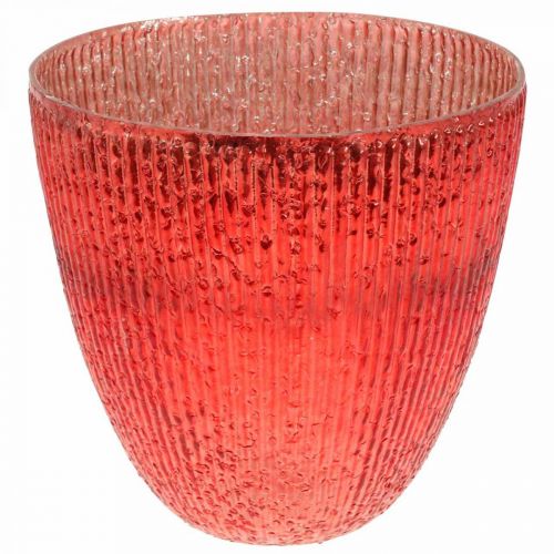 Floristik24 Kerzenglas Windlicht Rot Glas Deko Vase Ø21cm H21,5cm