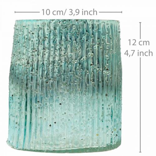 Floristik24 Teelichtglas Blau Windlicht Glas Tischdeko 12cm