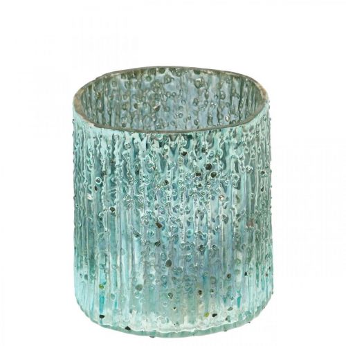 Floristik24 Teelichtglas Blau Windlicht Glas Kerzendeko 8cm