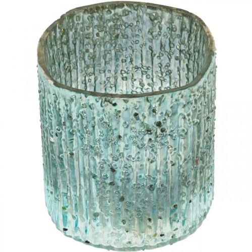 Floristik24 Teelichtglas Blau Windlicht Glas Kerzendeko 8cm