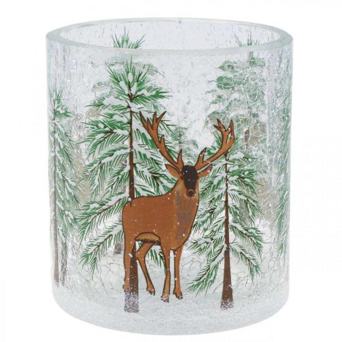 Floristik24 Teelichthalter Glas Weihnachten Crackle Teelichtglas H10cm