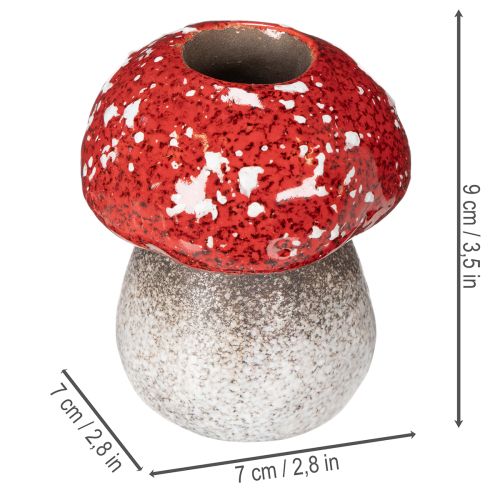Deko-Kerzenhalter Pilz aus Keramik, 9 cm, Rot-Weiß | Floristik24.at