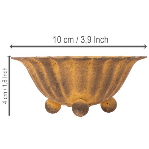 Teelichthalter Schale aus Metall Ø10cm H4,5cm Rost-Optik | Floristik24.at