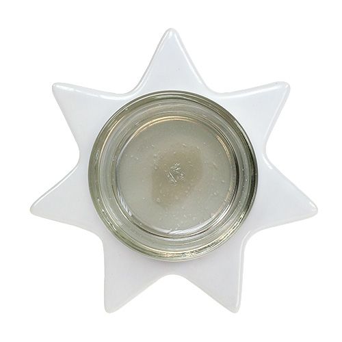 Floristik24 Teelichthalter Weiß Sternform mit Glas Ø10cm H10,5cm 2St
