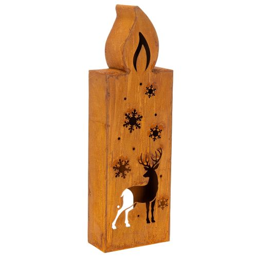 Teelichthalter Kerzenform Metall Edelrost 45x14x7cm Weihnachtsmotiv Hirsch bestellen | Floristik24.at