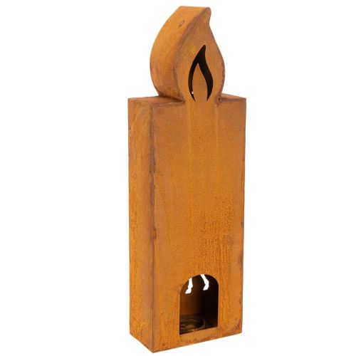 Teelichthalter Kerzenform Metall Edelrost 45x14x7cm Weihnachtsmotiv Hirsch | Floristik24.at