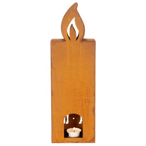 Teelichthalter Kerzenform Metall Edelrost 45x14x7cm Weihnachtsmotiv Hirsch | Floristik24.at