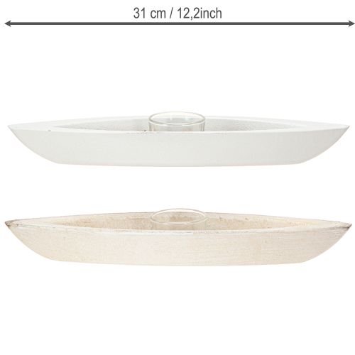 Artikel Teelichthalter maritim Teelicht Boot Holz Sortiert 31×6,5cm 2St