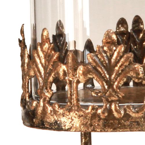 Artikel Teelichthalter mit Glas zum Stecken Antik Optik Gold Ø5,5cm 4St