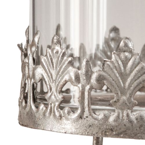 Floristik24 Teelichthalter zum Stecken mit Glas Silber Antik Ø7cm 4 St