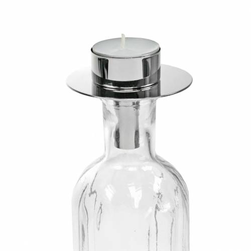 Floristik24 Teelichthalter für Flaschen Silbern Ø7,5cm H6cm