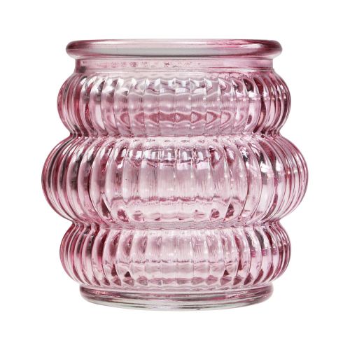 Floristik24.at Teelichthalter Glas Deko Lila Rosa Ø7,5cm H7,5cm 2St-865366