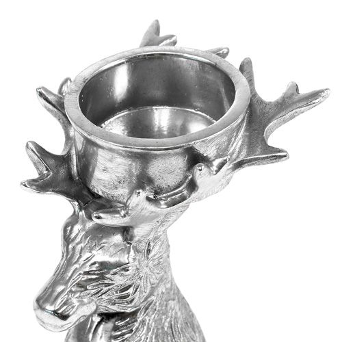 Floristik24 Teelichthalter Hirschkopf Silber 8,5cm