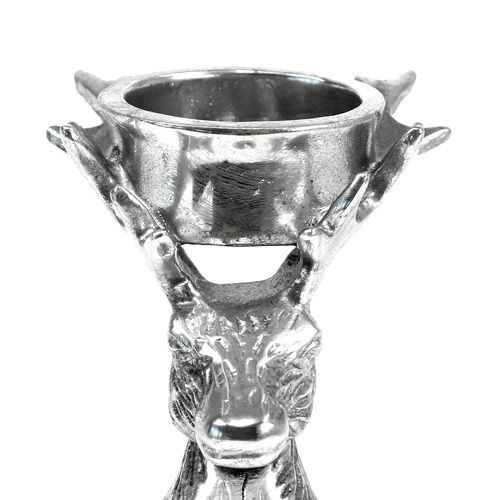 Floristik24 Teelichthalter Hirschkopf Silber 8,5cm